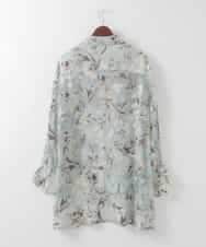 PJBGE02520 CHRISTIAN AUJARD Lサイズ(クリスチャン・オジャール Lサイズ) 【大きいサイズ】フラワープリントシアーブラウス グリーン系