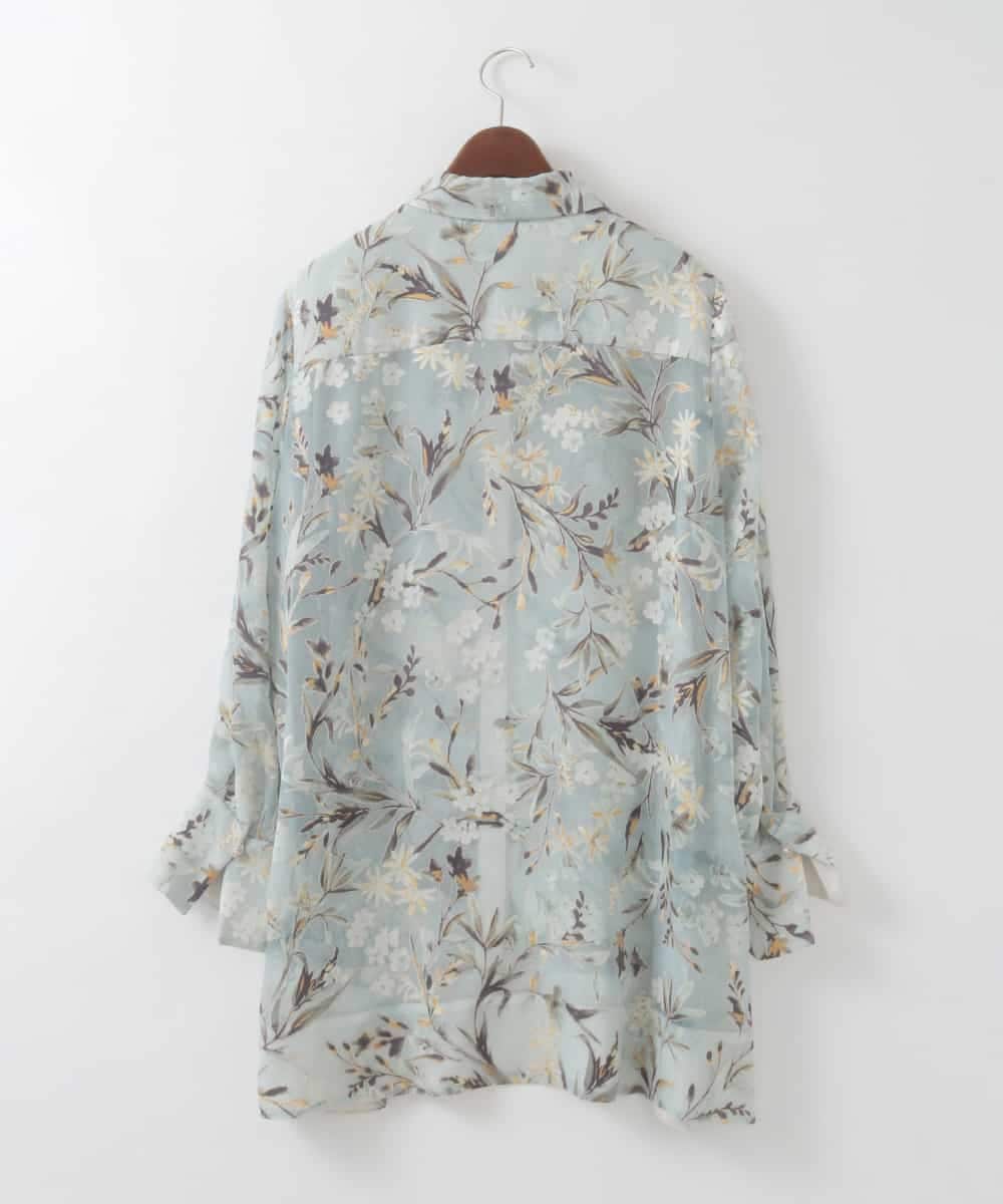 PJBGE02520 CHRISTIAN AUJARD Lサイズ(クリスチャン・オジャール Lサイズ) 【大きいサイズ】フラワープリントシアーブラウス グリーン系