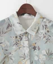 PJBGE02520 CHRISTIAN AUJARD Lサイズ(クリスチャン・オジャール Lサイズ) 【大きいサイズ】フラワープリントシアーブラウス グリーン系