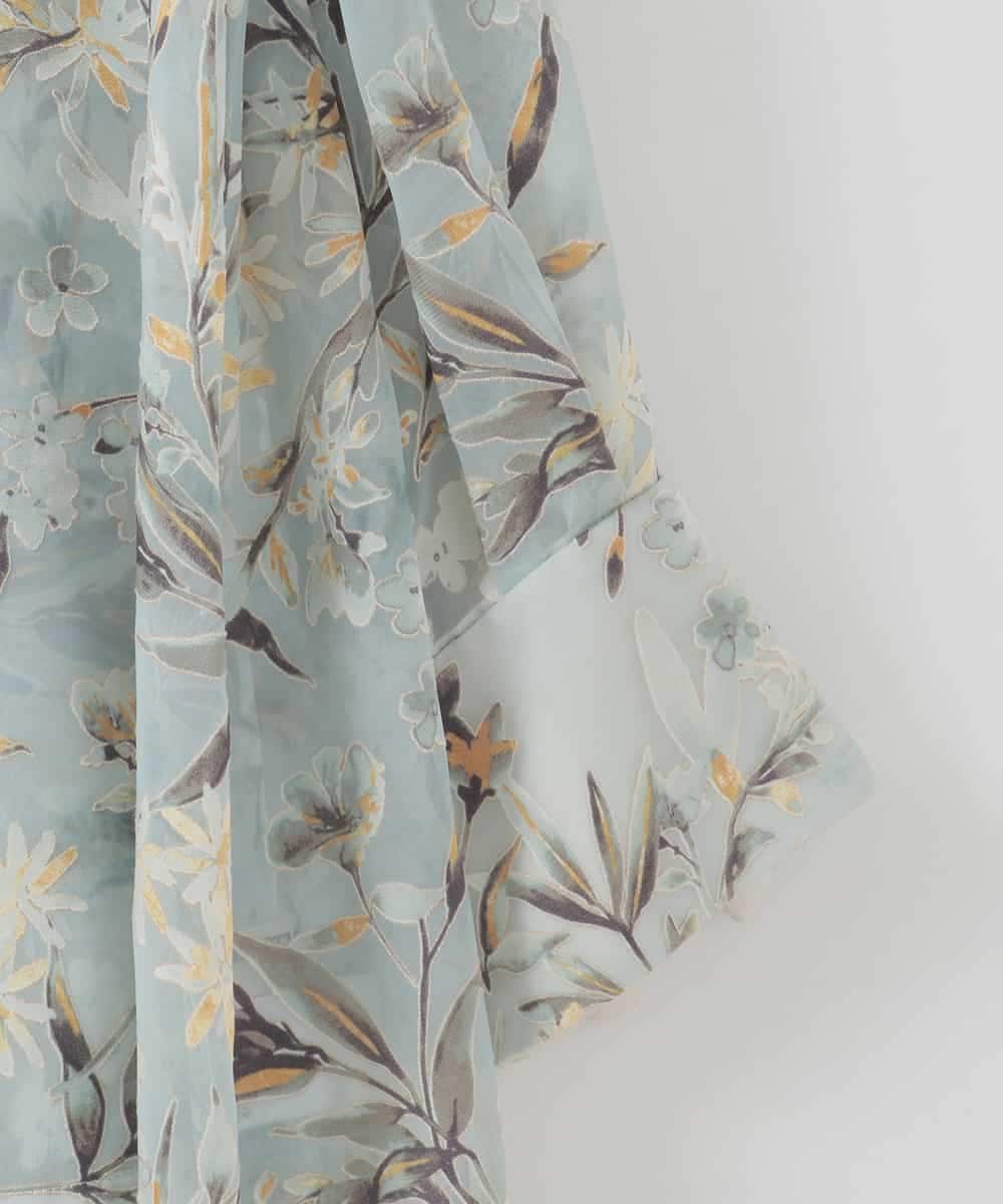 PJBGE02520 CHRISTIAN AUJARD Lサイズ(クリスチャン・オジャール Lサイズ) 【大きいサイズ】フラワープリントシアーブラウス グリーン系