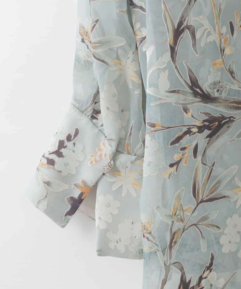 PJBGE02520 CHRISTIAN AUJARD Lサイズ(クリスチャン・オジャール Lサイズ) 【大きいサイズ】フラワープリントシアーブラウス グリーン系