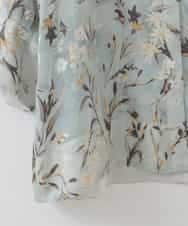 PJBGE02520 CHRISTIAN AUJARD Lサイズ(クリスチャン・オジャール Lサイズ) 【大きいサイズ】フラワープリントシアーブラウス グリーン系