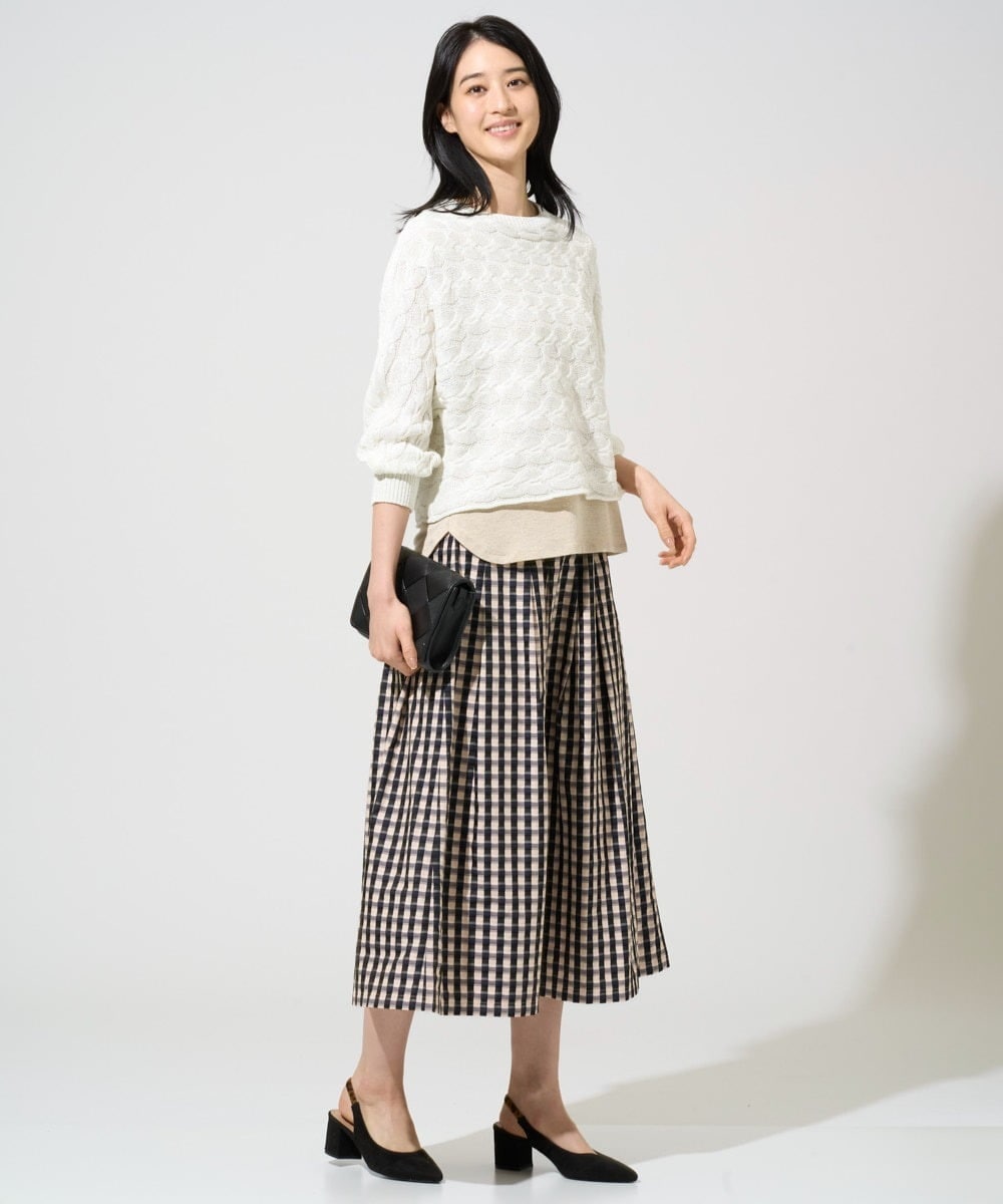 PJBGE04420 CHRISTIAN AUJARD Lサイズ(クリスチャン・オジャール Lサイズ) 【大きいサイズ】ウォッシャブルシルク刺繍ブラウス アイボリー