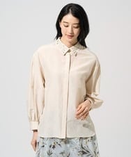 PJBGE04420 CHRISTIAN AUJARD Lサイズ(クリスチャン・オジャール Lサイズ) 【大きいサイズ】ウォッシャブルシルク刺繍ブラウス アイボリー