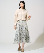 PJBGE04420 CHRISTIAN AUJARD Lサイズ(クリスチャン・オジャール Lサイズ) 【大きいサイズ】ウォッシャブルシルク刺繍ブラウス アイボリー