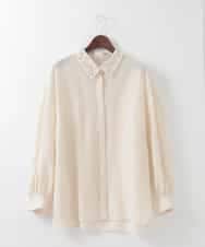 PJBGE04420 CHRISTIAN AUJARD Lサイズ(クリスチャン・オジャール Lサイズ) 【大きいサイズ】ウォッシャブルシルク刺繍ブラウス アイボリー