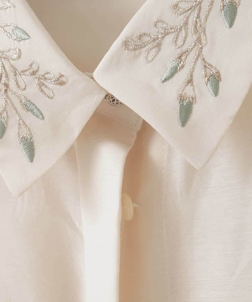 PJBGE04420 CHRISTIAN AUJARD Lサイズ(クリスチャン・オジャール Lサイズ) 【大きいサイズ】ウォッシャブルシルク刺繍ブラウス アイボリー