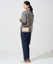 PJBGE09520 CHRISTIAN AUJARD Lサイズ(クリスチャン・オジャール Lサイズ) 【大きいサイズ】[セットアップ対応]シャンブレーチェックブラウス オレンジ×ネイビー系