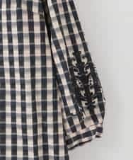 PJBGE09520 CHRISTIAN AUJARD Lサイズ(クリスチャン・オジャール Lサイズ) 【大きいサイズ】[セットアップ対応]シャンブレーチェックブラウス オレンジ×ネイビー系