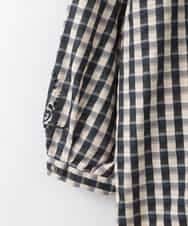 PJBGE09520 CHRISTIAN AUJARD Lサイズ(クリスチャン・オジャール Lサイズ) 【大きいサイズ】[セットアップ対応]シャンブレーチェックブラウス オレンジ×ネイビー系