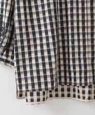 PJBGE09520 CHRISTIAN AUJARD Lサイズ(クリスチャン・オジャール Lサイズ) 【大きいサイズ】[セットアップ対応]シャンブレーチェックブラウス オレンジ×ネイビー系