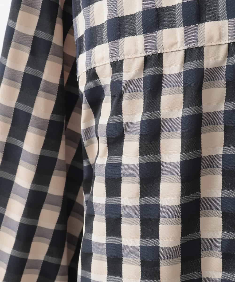 PJBGE09520 CHRISTIAN AUJARD Lサイズ(クリスチャン・オジャール Lサイズ) 【大きいサイズ】[セットアップ対応]シャンブレーチェックブラウス オレンジ×ネイビー系