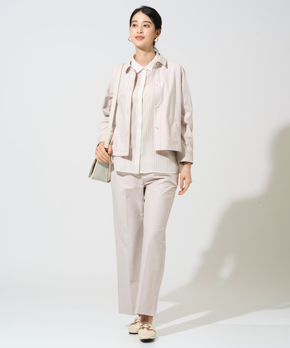 PJBGE15390 CHRISTIAN AUJARD Lサイズ(クリスチャン・オジャール Lサイズ) 【大きいサイズ】袖レースストライプブラウス アイボリー