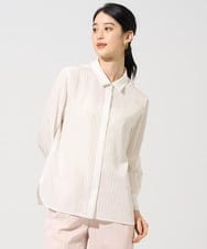 PJBGE15390 CHRISTIAN AUJARD Lサイズ(クリスチャン・オジャール Lサイズ) 【大きいサイズ】袖レースストライプブラウス アイボリー