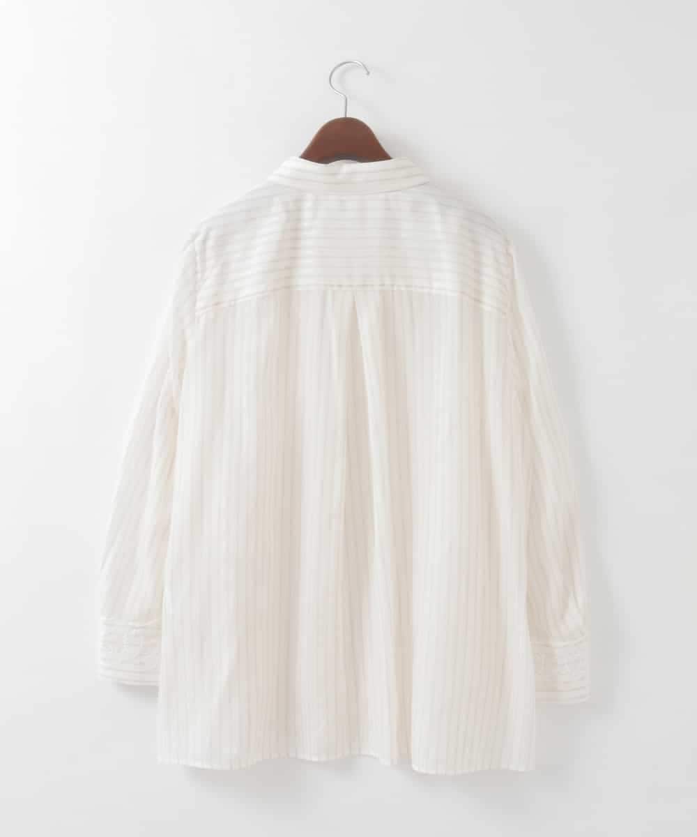 PJBGE15390 CHRISTIAN AUJARD Lサイズ(クリスチャン・オジャール Lサイズ) 【大きいサイズ】袖レースストライプブラウス アイボリー