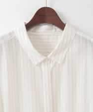 PJBGE15390 CHRISTIAN AUJARD Lサイズ(クリスチャン・オジャール Lサイズ) 【大きいサイズ】袖レースストライプブラウス アイボリー