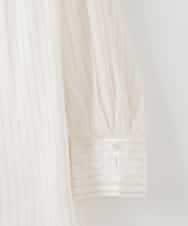 PJBGE15390 CHRISTIAN AUJARD Lサイズ(クリスチャン・オジャール Lサイズ) 【大きいサイズ】袖レースストライプブラウス アイボリー