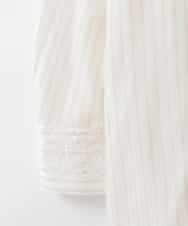 PJBGE15390 CHRISTIAN AUJARD Lサイズ(クリスチャン・オジャール Lサイズ) 【大きいサイズ】袖レースストライプブラウス アイボリー