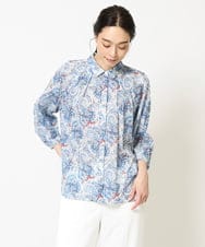 PJBHA04480 CHRISTIAN AUJARD Lサイズ(クリスチャン・オジャール Lサイズ) [通気性･発散性]プチフラワーペイズリープリントブラウス ブルー系