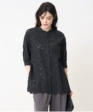 PJBHB20430 CHRISTIAN AUJARD Lサイズ(クリスチャン・オジャール Lサイズ) アイレットリーフ刺繍ブラウス ブラック
