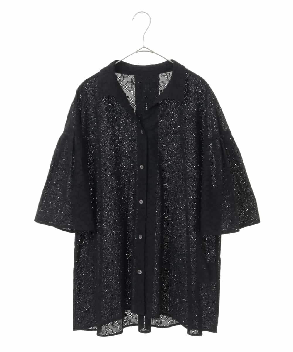 PJBHW17420 CHRISTIAN AUJARD Lサイズ(クリスチャン・オジャール Lサイズ) アイレット刺繍ブラウス ブラック