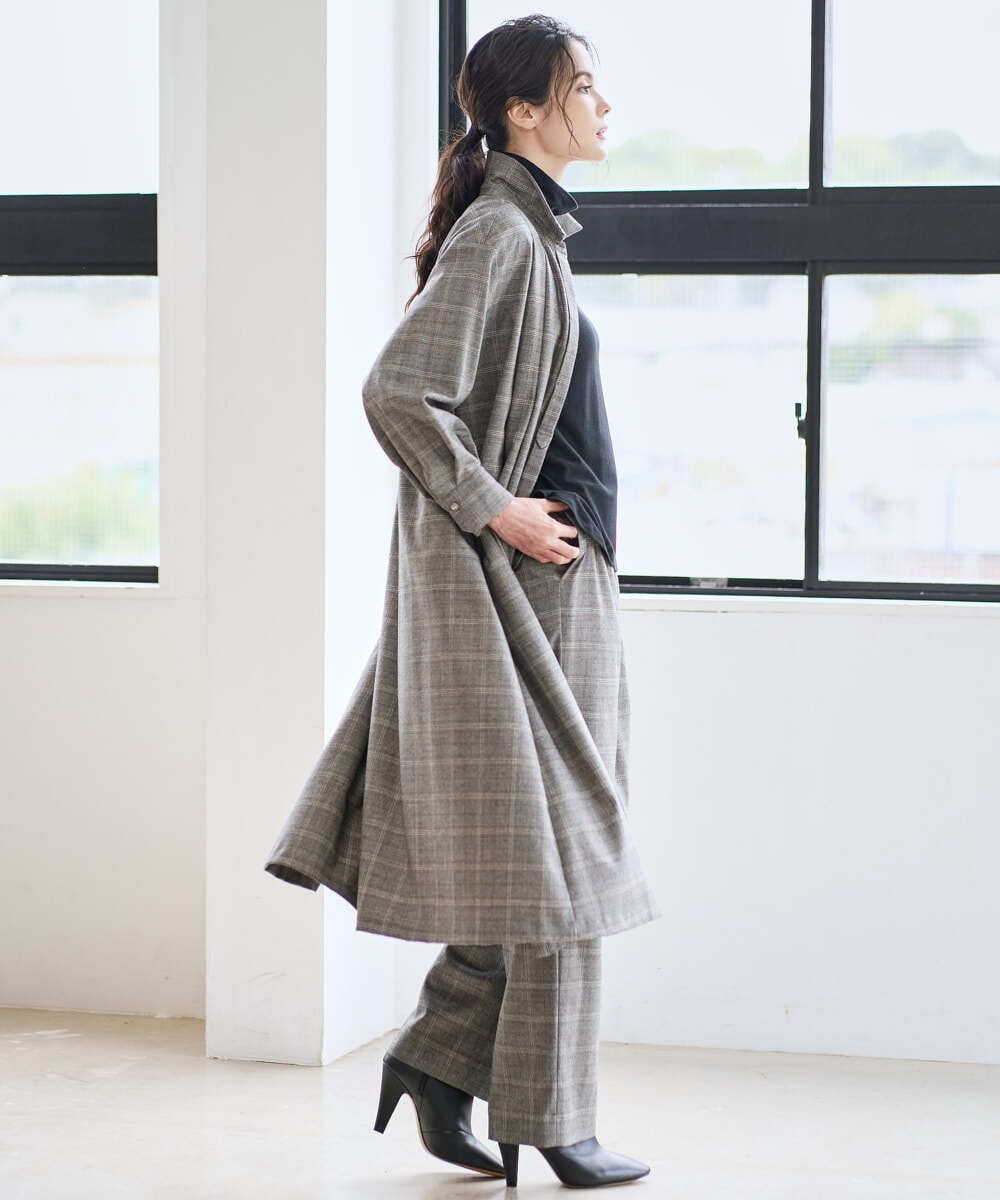 PJEAD31750 CHRISTIAN AUJARD Lサイズ(クリスチャン・オジャール Lサイズ) 【大きいサイズ】グレンチェックワンピース ブラウン系