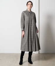 PJEAD31750 CHRISTIAN AUJARD Lサイズ(クリスチャン・オジャール Lサイズ) 【大きいサイズ】グレンチェックワンピース ブラウン系