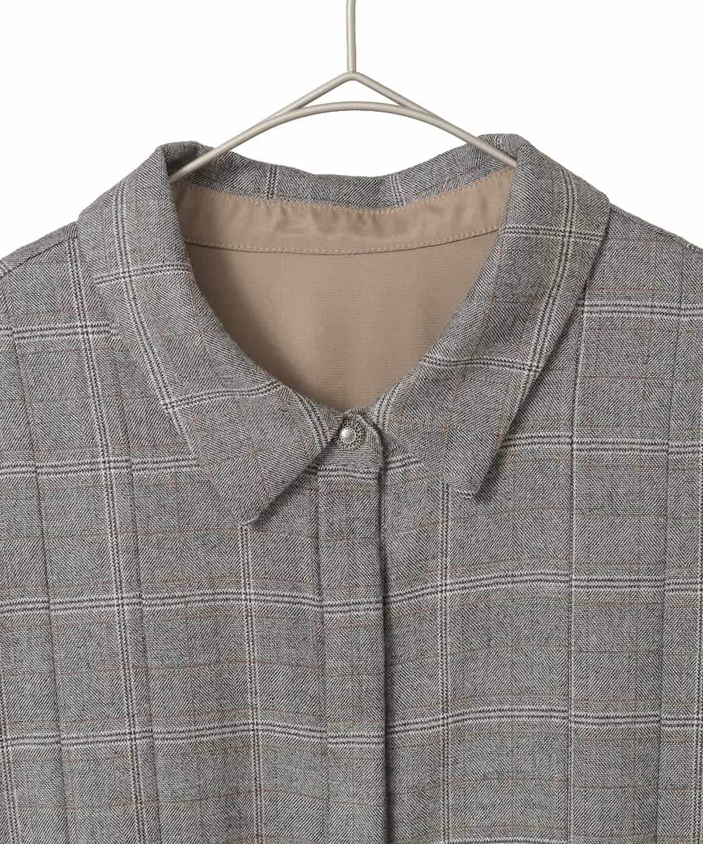 PJEAD31750 CHRISTIAN AUJARD Lサイズ(クリスチャン・オジャール Lサイズ) 【大きいサイズ】グレンチェックワンピース ブラウン系