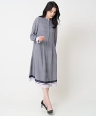 PJECD04720 CHRISTIAN AUJARD Lサイズ(クリスチャン・オジャール Lサイズ) 【大きいサイズ】棒タイ付プリントワンピース ネイビー