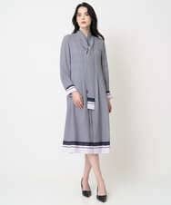 PJECD04720 CHRISTIAN AUJARD Lサイズ(クリスチャン・オジャール Lサイズ) 【大きいサイズ】棒タイ付プリントワンピース ネイビー