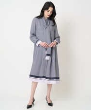 PJECD04720 CHRISTIAN AUJARD Lサイズ(クリスチャン・オジャール Lサイズ) 【大きいサイズ】棒タイ付プリントワンピース ネイビー