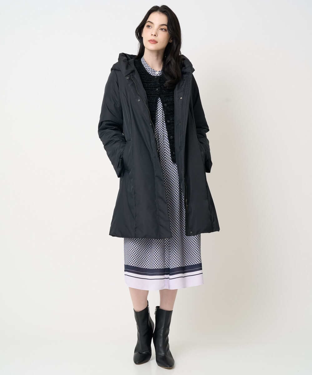 PJECD04720 CHRISTIAN AUJARD Lサイズ(クリスチャン・オジャール Lサイズ) 【大きいサイズ】棒タイ付プリントワンピース ネイビー