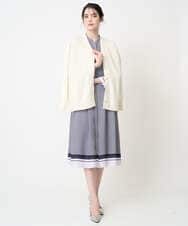 PJECD04720 CHRISTIAN AUJARD Lサイズ(クリスチャン・オジャール Lサイズ) 【大きいサイズ】棒タイ付プリントワンピース ネイビー