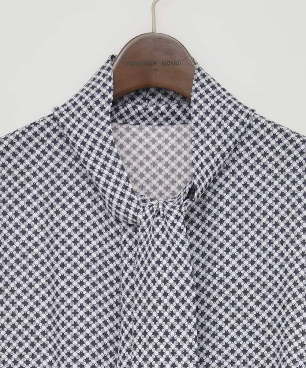 PJECD04720 CHRISTIAN AUJARD Lサイズ(クリスチャン・オジャール Lサイズ) 【大きいサイズ】棒タイ付プリントワンピース ネイビー