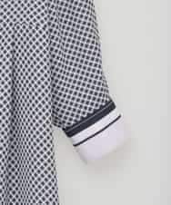 PJECD04720 CHRISTIAN AUJARD Lサイズ(クリスチャン・オジャール Lサイズ) 【大きいサイズ】棒タイ付プリントワンピース ネイビー