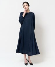 PJEEB54650 CHRISTIAN AUJARD Lサイズ(クリスチャン・オジャール Lサイズ) タックデザインフレアワンピース ネイビー