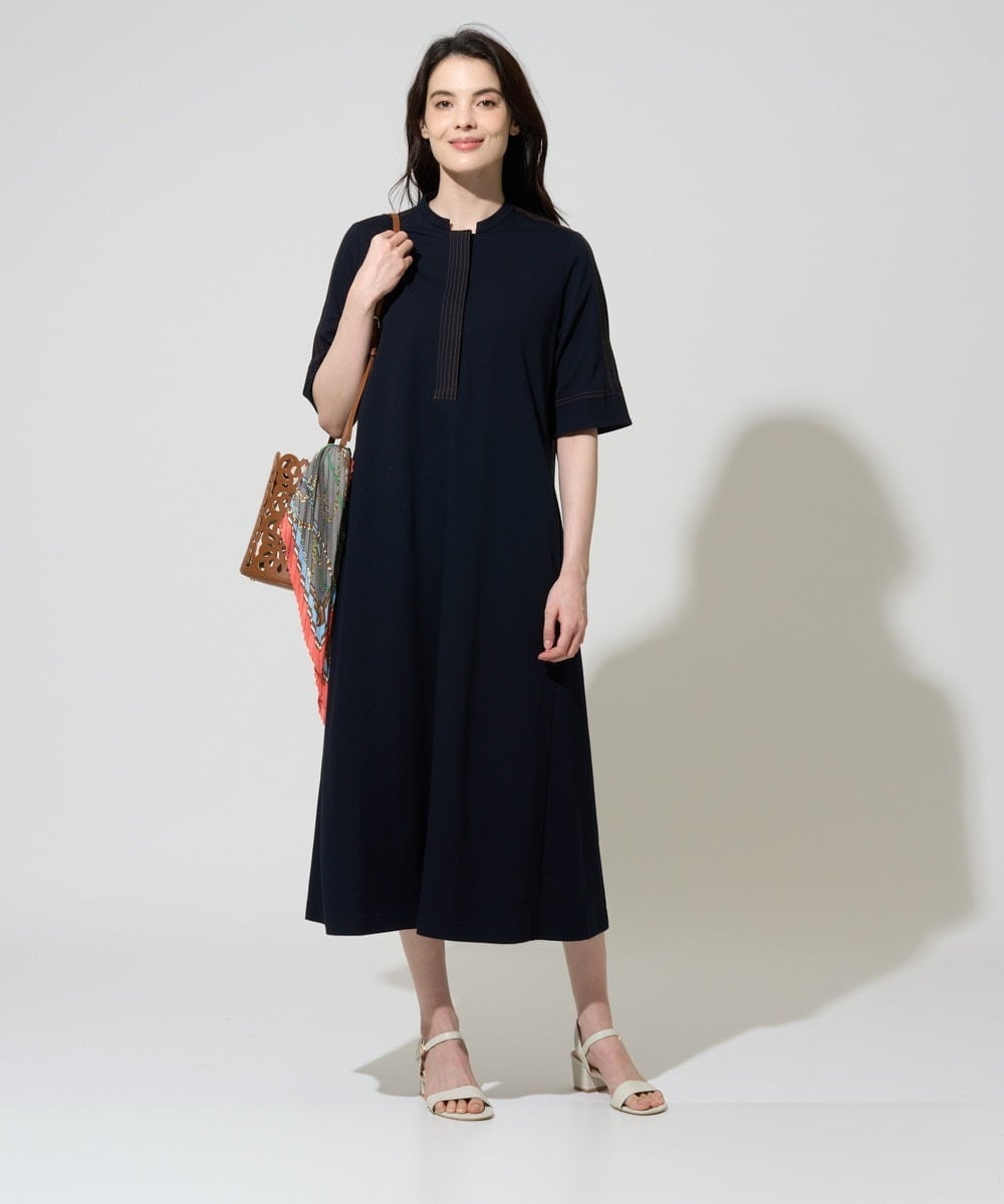 PJEGD42520 CHRISTIAN AUJARD Lサイズ(クリスチャン・オジャール Lサイズ) 【大きいサイズ】ドライタッチジャージーワンピース ネイビー