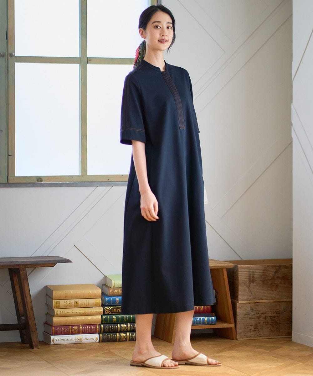 PJEGD42520 CHRISTIAN AUJARD Lサイズ(クリスチャン・オジャール Lサイズ) 【大きいサイズ】ドライタッチジャージーワンピース ネイビー