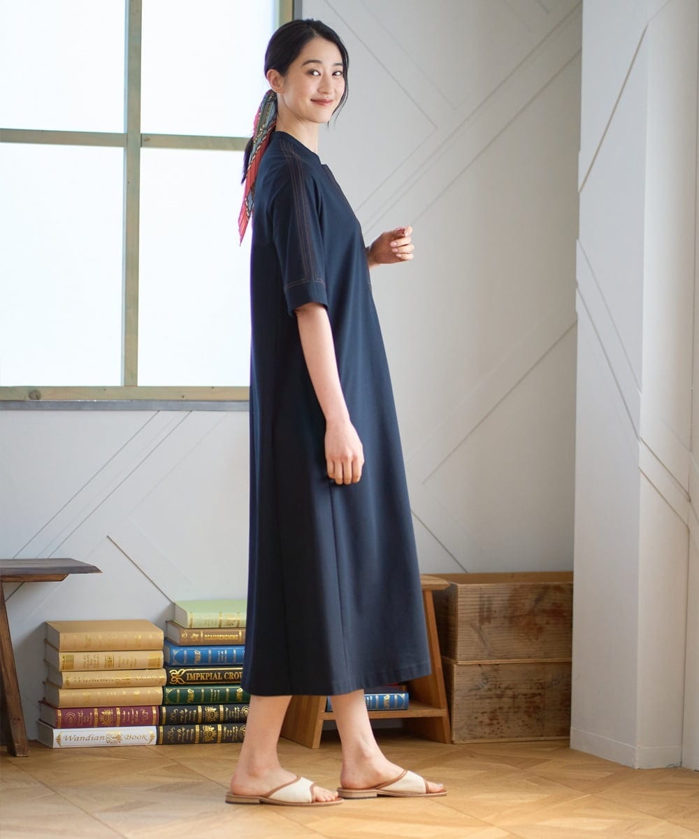 PJEGD42520 CHRISTIAN AUJARD Lサイズ(クリスチャン・オジャール Lサイズ) 【大きいサイズ】ドライタッチジャージーワンピース ネイビー