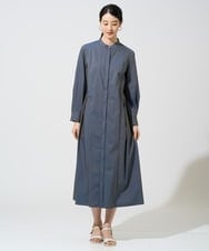 PJEGE05650 CHRISTIAN AUJARD Lサイズ(クリスチャン・オジャール Lサイズ) 【大きいサイズ】バンドカラーシャツワンピース ブルー