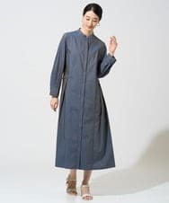 PJEGE05650 CHRISTIAN AUJARD Lサイズ(クリスチャン・オジャール Lサイズ) 【大きいサイズ】バンドカラーシャツワンピース ブルー