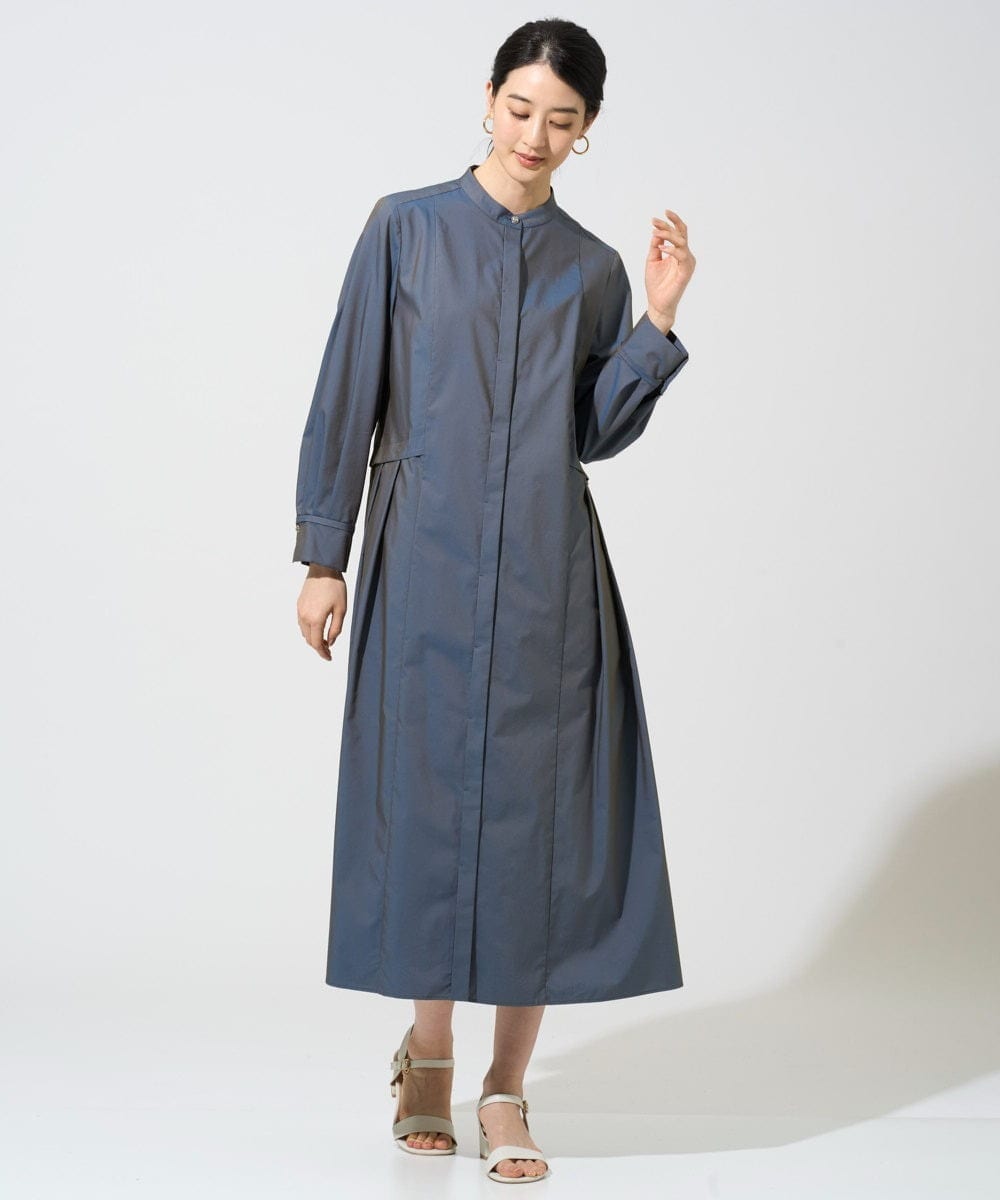 PJEGE05650 CHRISTIAN AUJARD Lサイズ(クリスチャン・オジャール Lサイズ) 【大きいサイズ】バンドカラーシャツワンピース ブルー