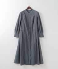 PJEGE05650 CHRISTIAN AUJARD Lサイズ(クリスチャン・オジャール Lサイズ) 【大きいサイズ】バンドカラーシャツワンピース ブルー