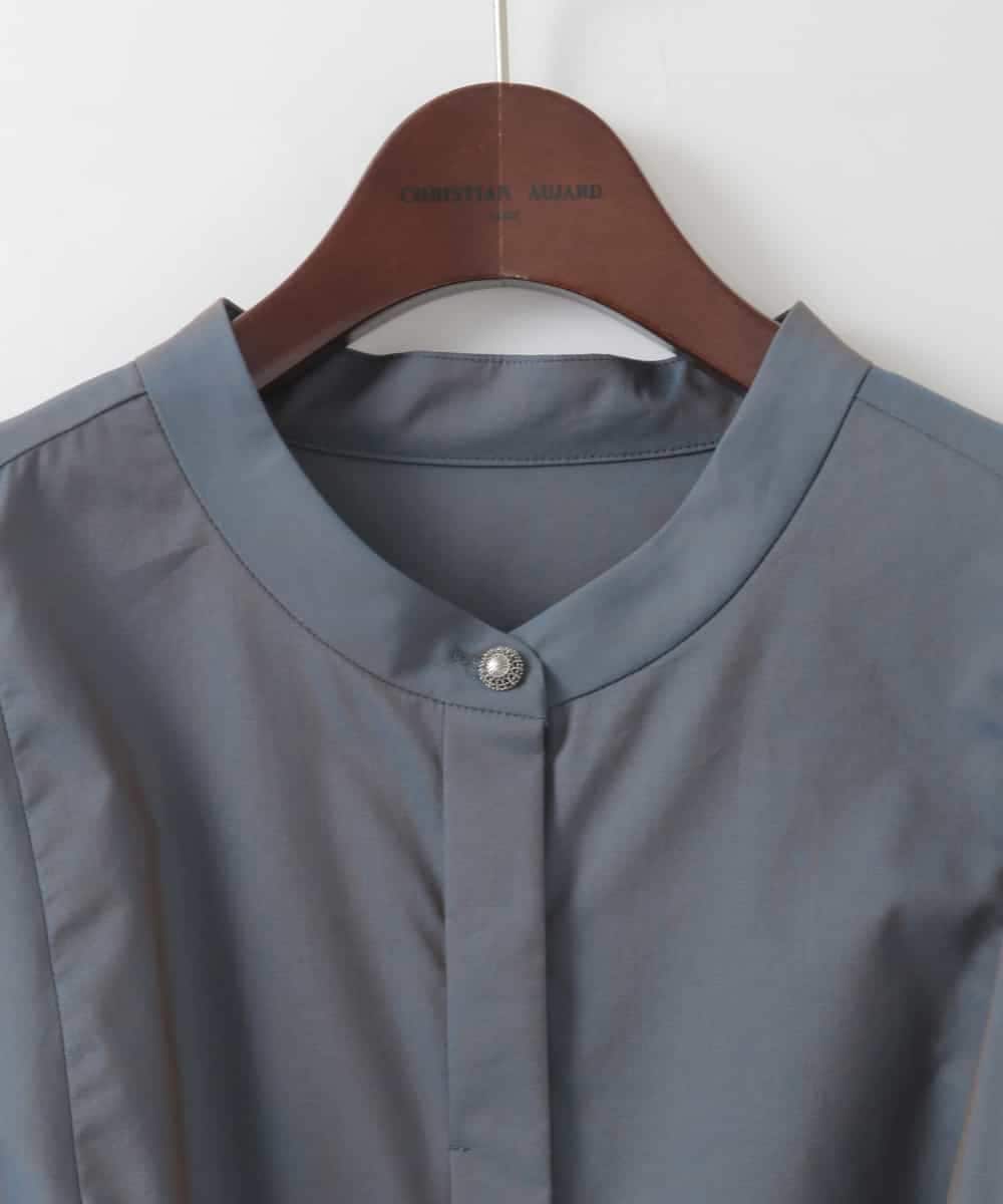 PJEGE05650 CHRISTIAN AUJARD Lサイズ(クリスチャン・オジャール Lサイズ) 【大きいサイズ】バンドカラーシャツワンピース ブルー