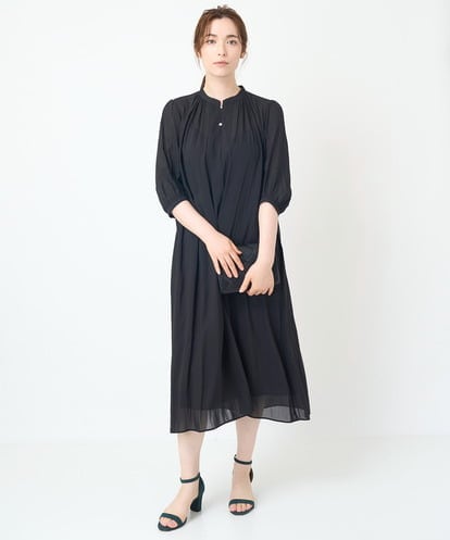 PJEHW35520 CHRISTIAN AUJARD Lサイズ [接触冷感･ドライタッチ]ギャザーデザインワンピース