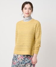 PJFAD18360 CHRISTIAN AUJARD Lサイズ(クリスチャン・オジャール Lサイズ) 【大きいサイズ】ラメスパンコール長袖ニットプルオーバー イエロー