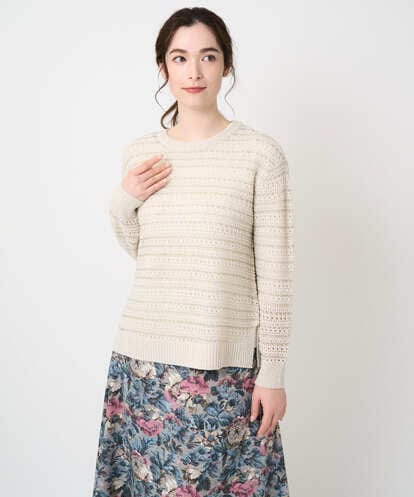 PJFAD18360 CHRISTIAN AUJARD Lサイズ 【大きいサイズ】ラメスパンコール長袖ニットプルオーバー