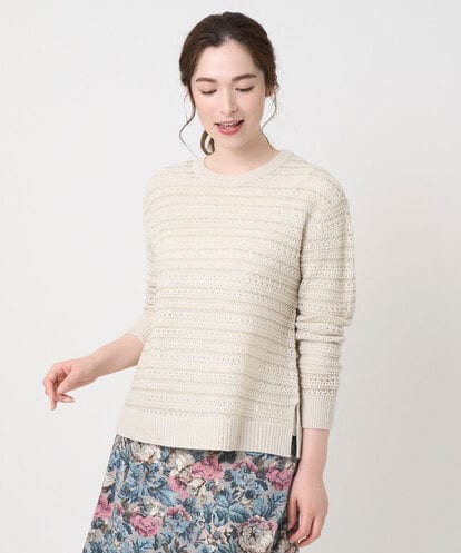 PJFAD18360 CHRISTIAN AUJARD Lサイズ 【大きいサイズ】ラメスパンコール長袖ニットプルオーバー