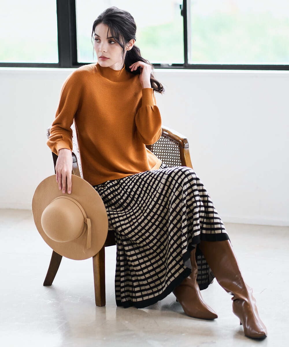 PJFAD36320 CHRISTIAN AUJARD Lサイズ(クリスチャン・オジャール Lサイズ) 【大きいサイズ】ケーブルＶネックニット オレンジ