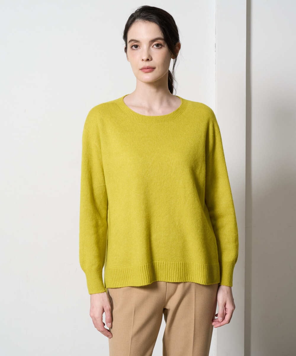 PJFAD37430 CHRISTIAN AUJARD Lサイズ(クリスチャン・オジャール Lサイズ) 【大きいサイズ/アンサンブル対応】カシミヤシルクニット ライム